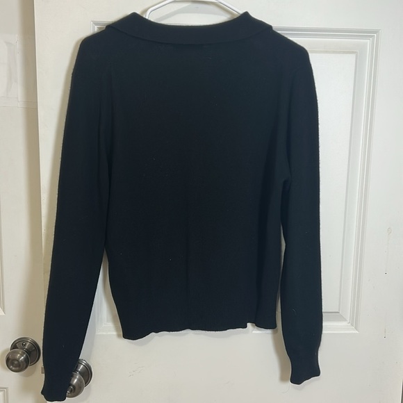 Lord & Taylor two ply cashmere V-neck sweater size large black - Picture 5 of 9